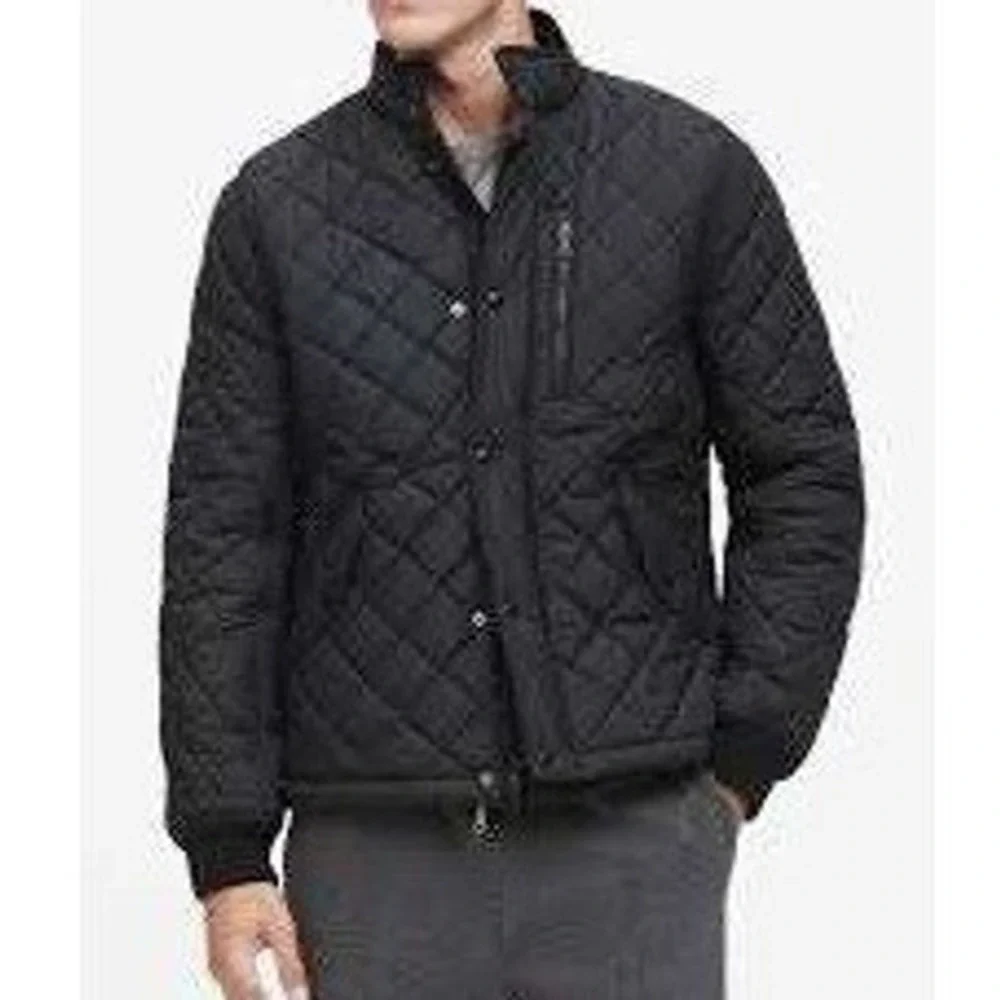 Banana Republic Medium Jacket WR Quilted Bomber Black S/594218 Diamond Stitch